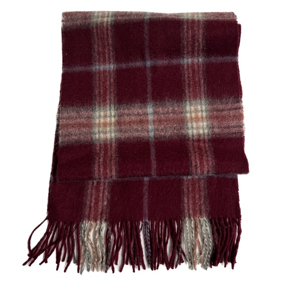 Andrews 100% Merino Wool Scarf Rectangle Red Blue 11.5" x 55" Very Soft - Picture 3 of 4